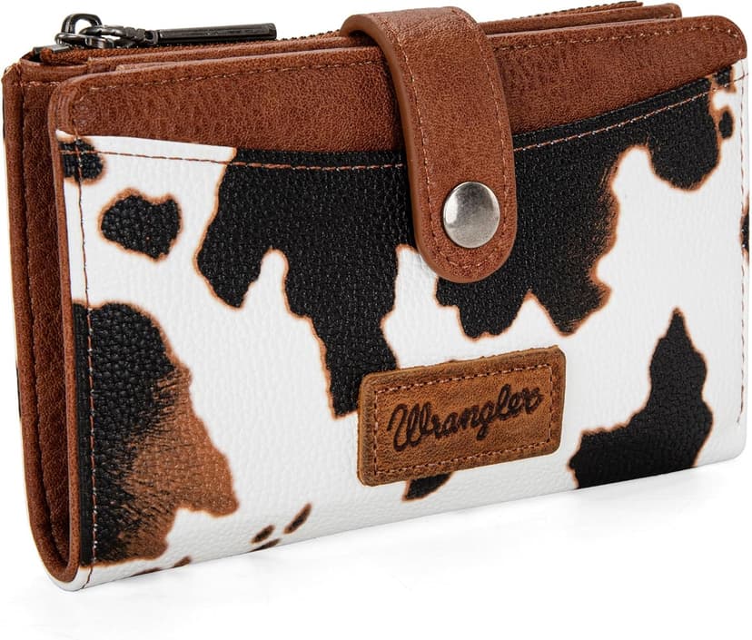 Wrangler Wallet for Women Bifold Card Holder with Zipper and ID Window
