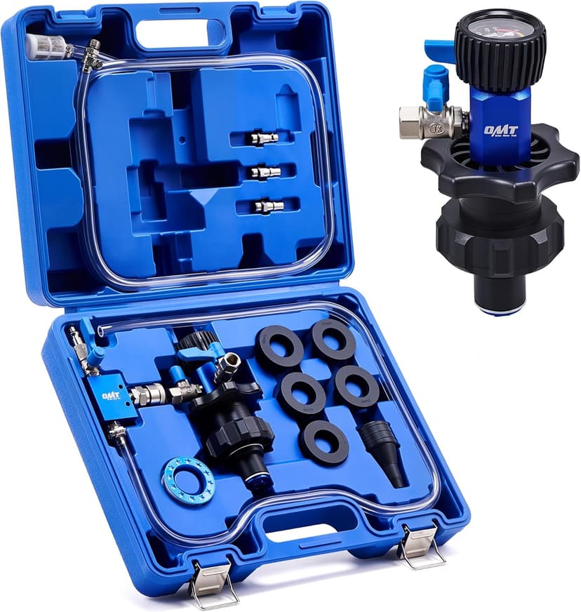 Orion Motor Tech Coolant Vacuum Refill Kit, Cooling System Vacuum Fill Tool with Leak Detector 5 Round Adapters 1 Conical Adapter, Radiator Coolant Fill Kit with Dual-Movement Gauge for Vacuum Leak