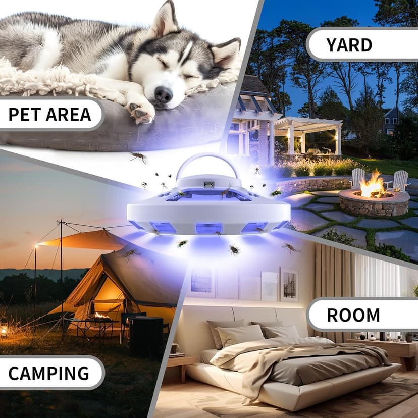 Frogoom 2 Packs Flea Traps for Inside Your Home with 6 Sticky Pads, Fleas Light Traps Kills Fleas in House, Hanging Flea Lamp with USB Cable Pest Control for Bugs Moths Gnats Indoor and Outdoor