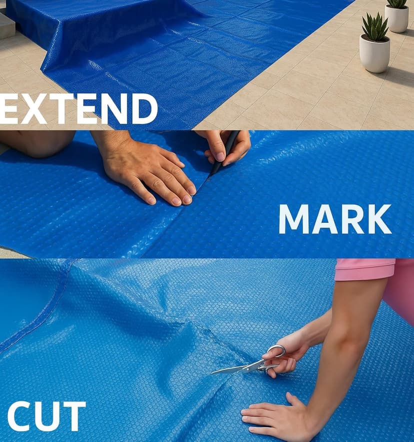 SunHeater Pool Solar Blanket - Heavy Duty Rectangular Thermal Cover with Bubbles - Heat Transfer Solar Pool Heater for In-Ground Swimming Pools - Durable 12 Mil Thick Polyethylene - 16' x 32' Feet