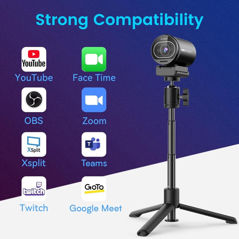 EMEET S600 4K Webcam for Streaming - Sony 1/2.55'' Sensor, PDAF Autofocus, 1080P@60FPS, 2 Noise Reduction Mics, Built-in Privacy Cover, 73° FOV, Streaming Camera for Live Commerce/Gaming/Beauty