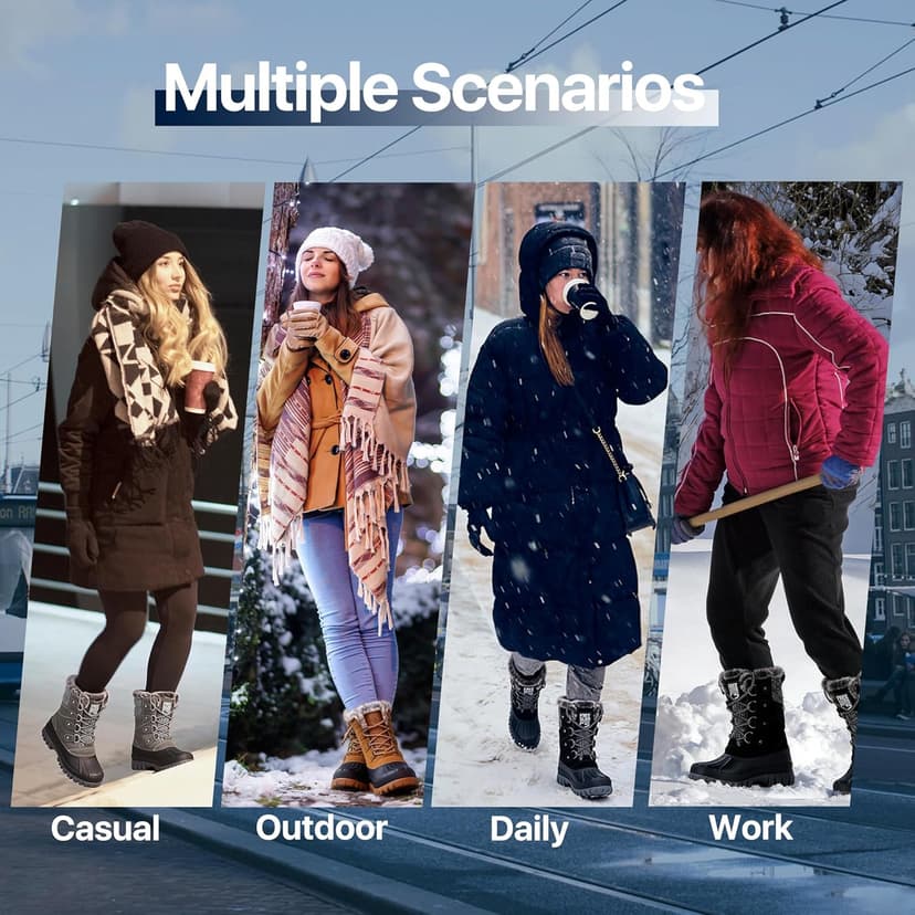 FREE SOLDIER Women's Waterproof Winter Cold Weather Snow Boots for Women Outdoor Fashion Duck Boots Comfortable Insulated