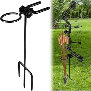 Mofuiry Ground Blind Bow Holder with Rubber Coated, Rustproof Hunting Compound Bow Holder Stable Archery Bow Stand Versatile Ground Stake Bow Holder Archery Accessories for Hunting Target Practice