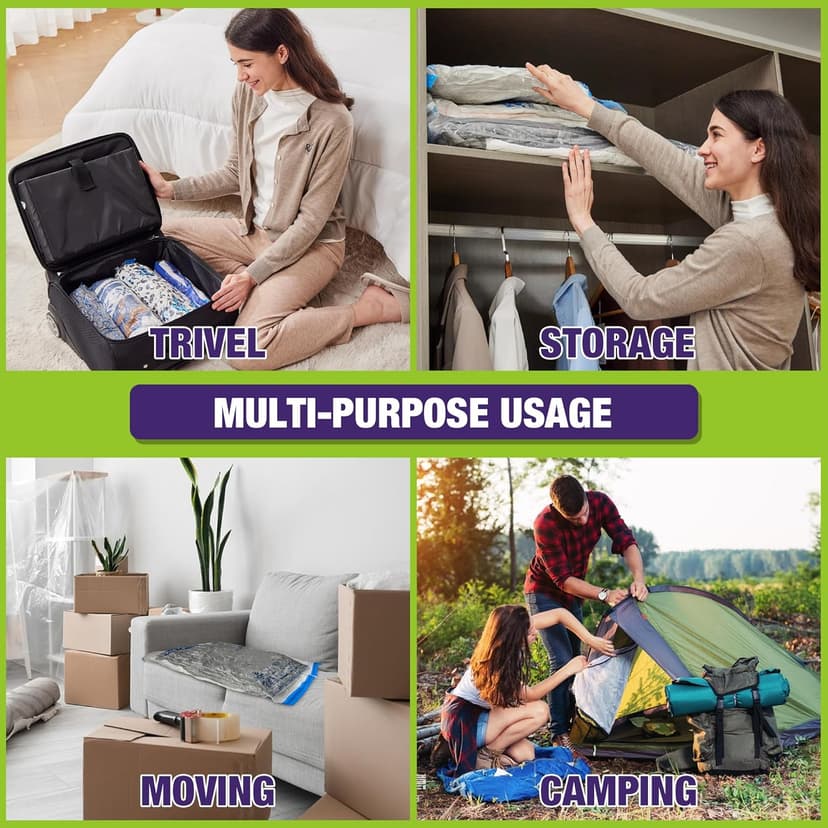 HIBAG Vacuum Storage Bags with Electric Pump, Vacuum Seal Space Saver Bags for Clothes, Clothing, Pillows, Blanket Bedding Comforters, Combo 20 pack