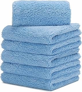 CARCAREZ Microfiber Towels for Cars, Car Drying Wash Detailing Buffing Polishing Towel with Plush Edgeless Microfiber Cloth, 450 GSM 16x16 in. Pack of 6