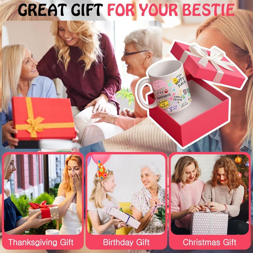 Gossby Bestie Coffee Mug - Best Friend Gift For Women - Friendship Gift for Female Friend - Friendship Gifts For Women Birthday - Gifts For Close Female Friends - 11oz White Ceramic Cup