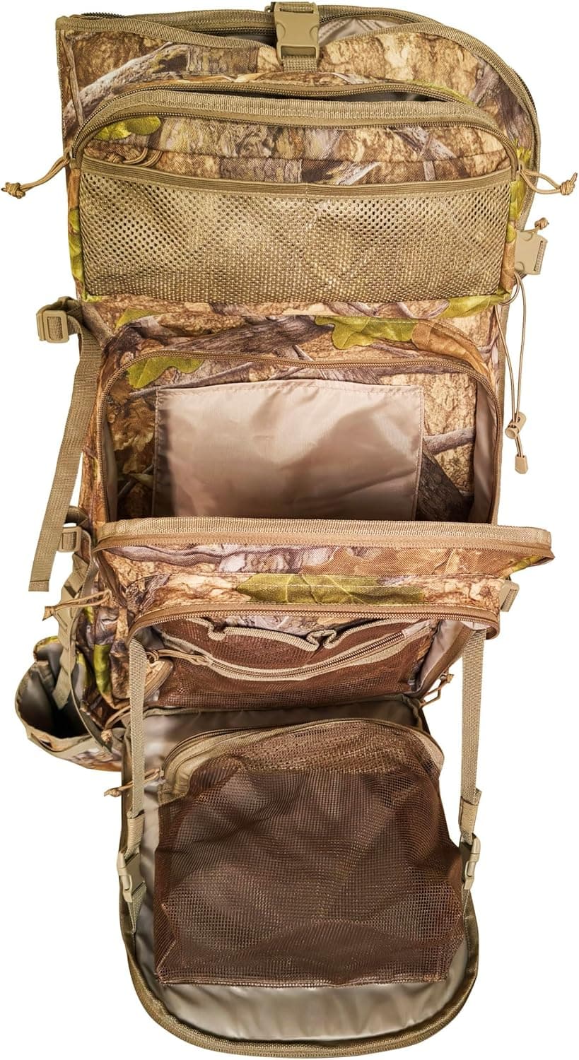 AUSCAMOTEK Bow Hunting Backpack for Archery – Compound Bow & Arrow Pack with Quiver Holder, Multi-Pocket Storage, Camo Gear Bag for Bowhunters