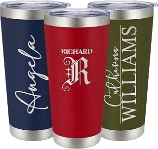 Personalized 30oz Tumbler with Engraved Name | Red Stainless Steel Travel Mug with Slider Lid | Vacuum Insulated Coffee Cup | Custom Gift for Women & Men, Birthday, Christmas B07CNBSP8V