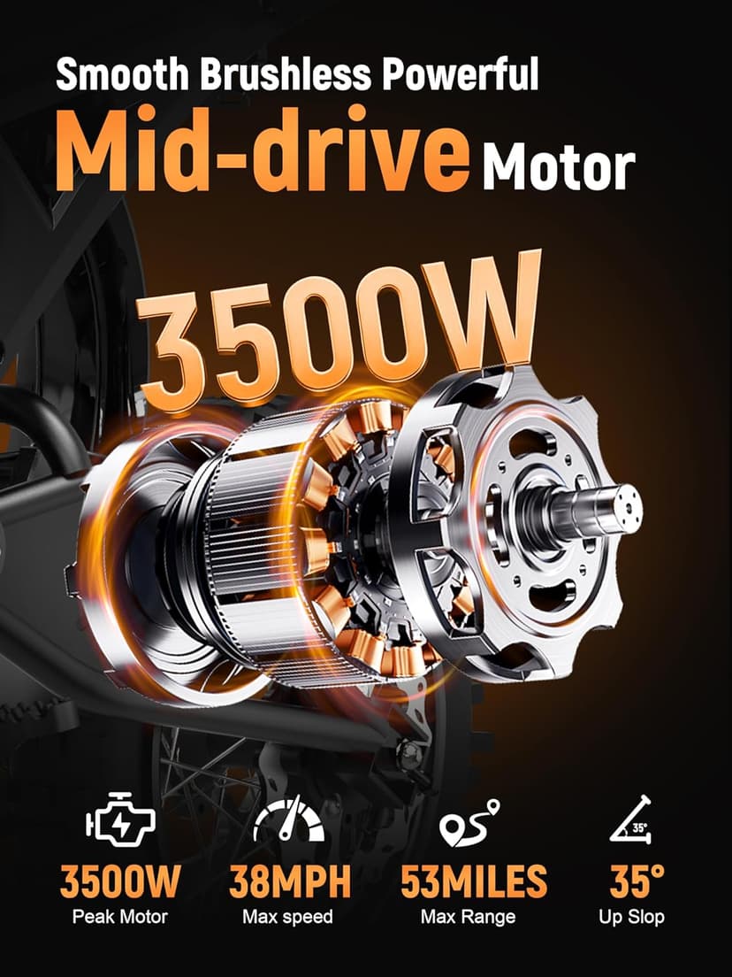 ESKUTE Electric Dirt Bike for Teens Adults, Mid-Drive Motor 3500W Peak, Electric Motorcycle 48V23Ah Battery, 53-Mile Range, 38mph, Hydraulic Nitrogen Dual Shock Absorbers