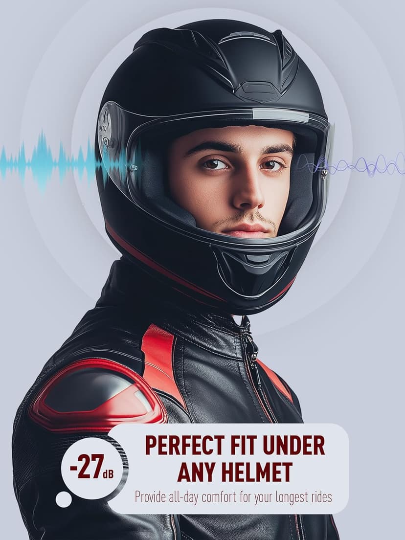 Motorcycle Earplugs, Wind Noise Reduction - Moto Hearing Protection, Reusable Ear Plugs for Motorbike, Motorsports, Touring, Racing, Riding - 2 Sizes, 27dB Noise Reduction Earbuds