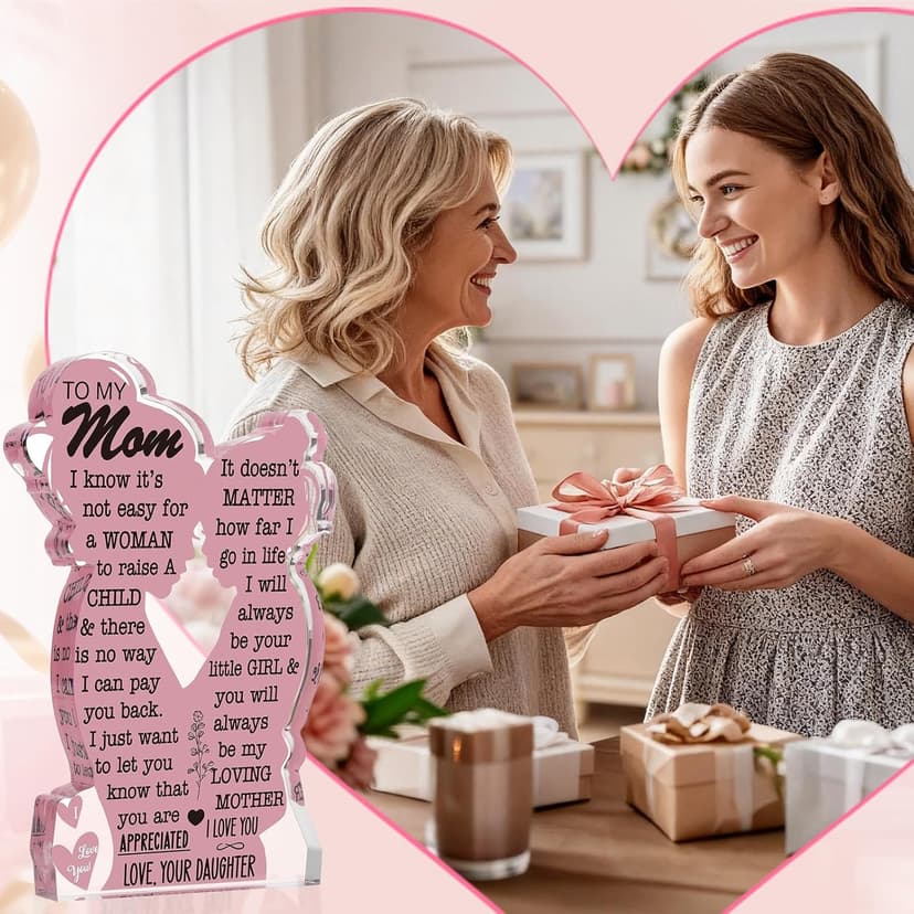 Mom Gifts from Daughter Christmas Gift for Mom, Mom Birthday Ideas Gift Cool Mother's Day Gifts from Daughter Best Mom Ever Gifts New Mom Single Mom Christmas 2024 Acrylic Plaque Sign 5x3in