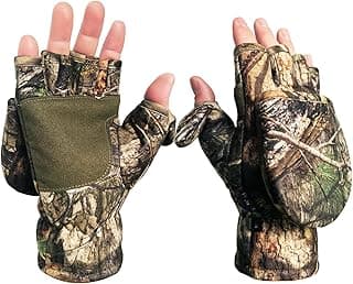 Favuit Camouflage Hunting Gloves Convertible Fingerless Mittens Pro Anti-Slip Windproof Camo Glove Archery Accessories for Hunting Camping Hiking Climbing Outdoors Gear
