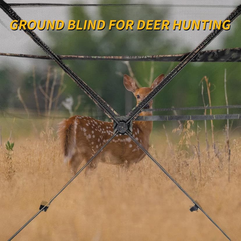 FUNHORUN Hunting Blind 270/360 Degree See Through Ground Blind with Carrying Bag, 2/3/4 Person Pop Up Camouflage Tent Portable Concealed Shelter