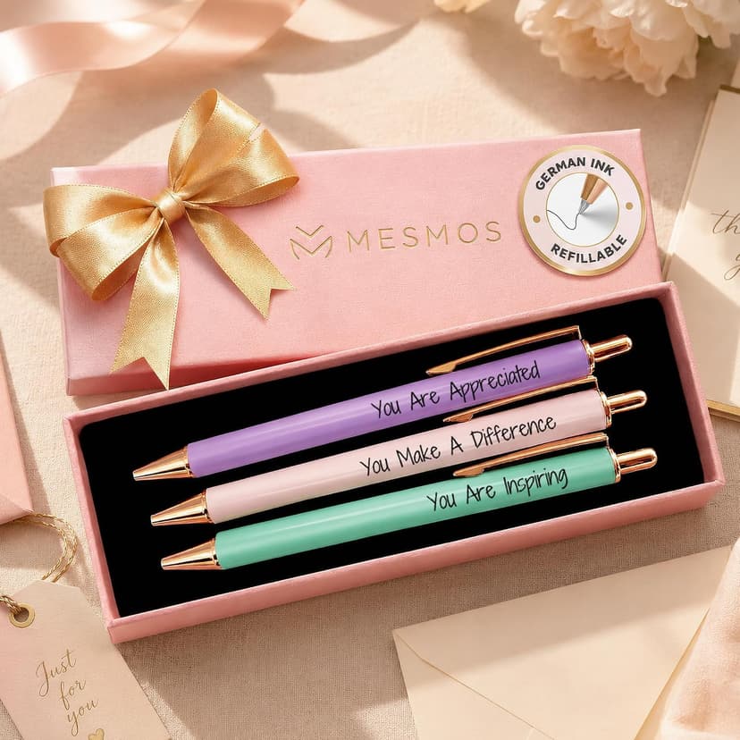 MESMOS 3pcs Fancy Pens, End of Year Teacher Gifts for Women, Difference Maker Gift, Thank You Teacher Gift Pens, Best Teacher's Gifts Supplies, Aesthetic Nice Pen Set, German-Ink 1mm Swiss-Tip B0CPNXYVL6