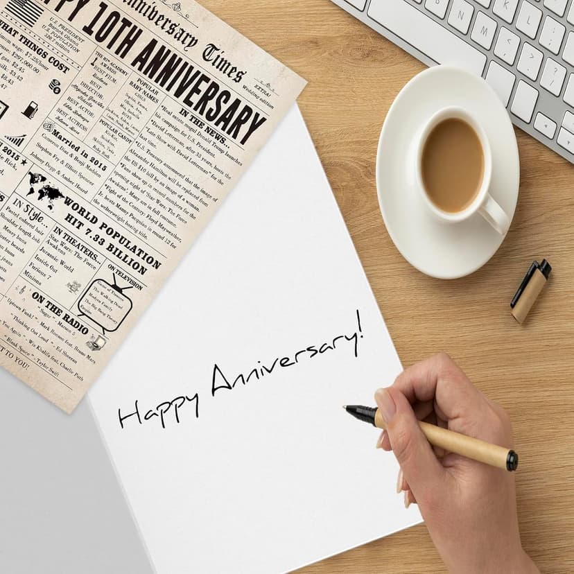 Big 10th Anniversary Card for Him Her, Retro 10 Year Anniversary Card Gift for Couple, Sweet 10 Wedding Anniversary Cards for Wife Husband, Best Decennial Gifts Idea for Parents