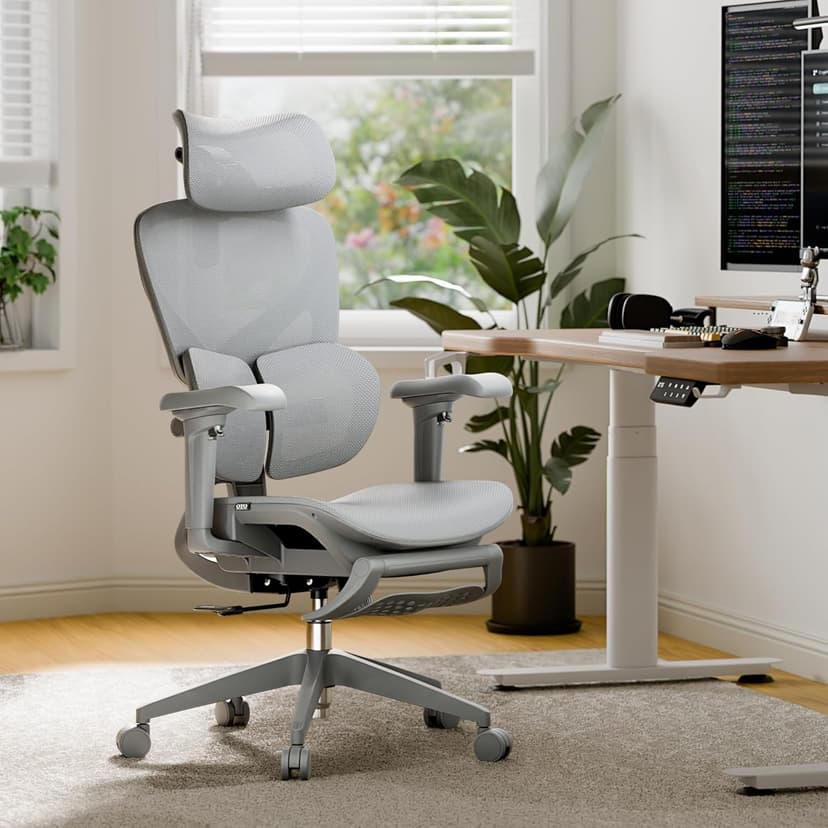 OTO Zenpex Ergonomic Mesh Office Chair, 1.96" Adjustable Seat Depth, Dynamic Lumbar Support, Extensible Footrest, Up to 300 lbs, 135° Recline Backrest for Home, Gaming & Executive Office