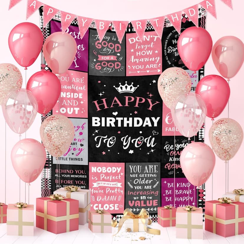 Birthday Decorations for Women, Gift for Women Birthday Unique, Happy Birthday Gift for Her, Mom, Wife, Daughter, Sister Birthday Gifts for Women, Happy Birthday Blanket for Women 50" x 60" B0DC72Z6S7