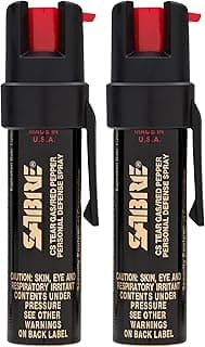 SABRE 3-in-1 Compact Defense Spray – Pepper Spray, Tear Gas & UV Dye, Max Police Strength, Belt Clip for Quick Access, 4X Longer Spray Time (Up to 13 Seconds), 0.67 fl oz, Secure & Easy Safety