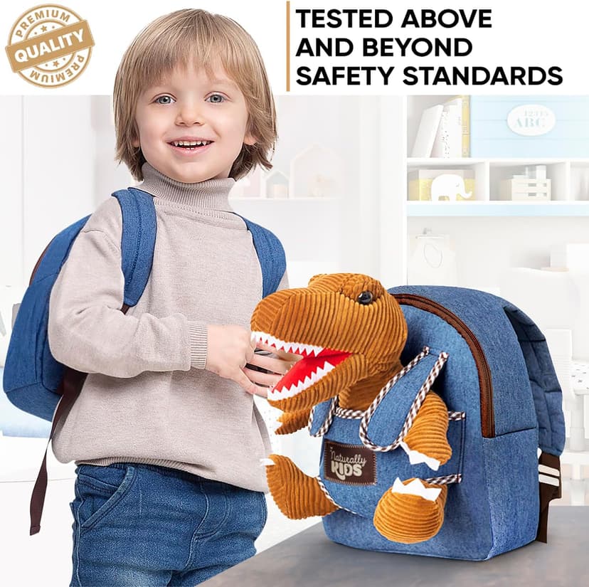 2-in-1 Dinosaur backpack, Dinosaur Toys for Kids 3-5, 2-4 in Gift-Ready Box, 2 Year Old Boy Birthday Gift & Christmas Naturally KIDS Toddler Backpack w. Plush Dinosaur Toy, Kids Gift 2 3 4 5 B07WG9G1H3