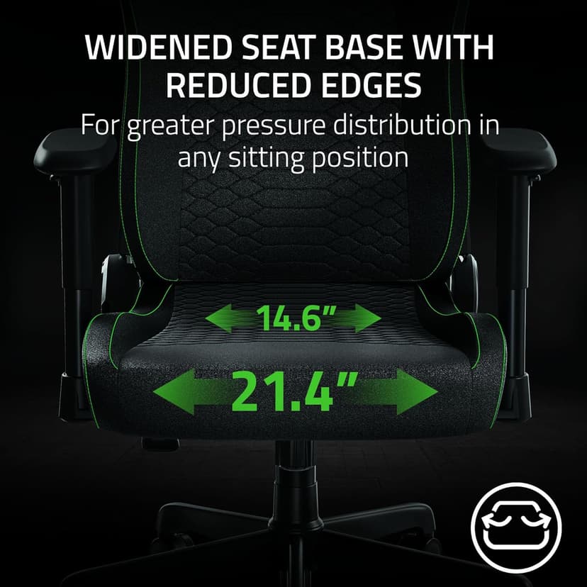 Razer Iskur V2 X Ergonomic Gaming Chair: Built-in Lumbar Support - Widened Seat Base - High Density Foam Cushions - Adjustable 152 Degree Recline - 2D Armrests - Plush Fabric Finish - Black