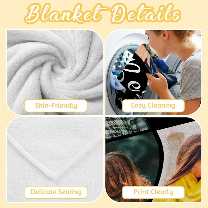 Personalized Picture Blanket And Throw, Best Friend Christmas Birthday Gifts For Women, Long Distance Friendship Bestie Gifts Best Friend Custom Blanket With Picture Name, Customized Photo Blanket B0FV82VXVF