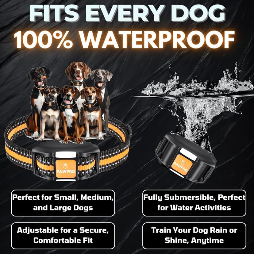 Dog Shock Collar with Remote, Unmatched 4-Mile Range, Night-Light Mode, Training Guide Included, 124 Training Levels & 4 Modes, Beep Vibration Shock, Waterproof Rechargeable, Fits All Dogs (1 Collar)