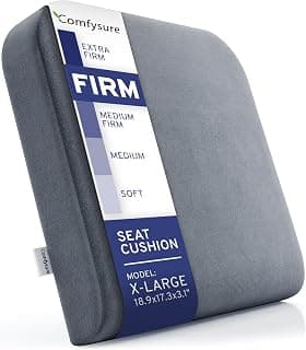 ComfySure Seat Cushion Extra Large - Firm Memory Foam Chair Pad for Recliner, Wheelchair, Office Chair, Stadium, Bleacher, Car, Floor, Patio Furniture, Bariatric Overweight Users 19”x17”x3”