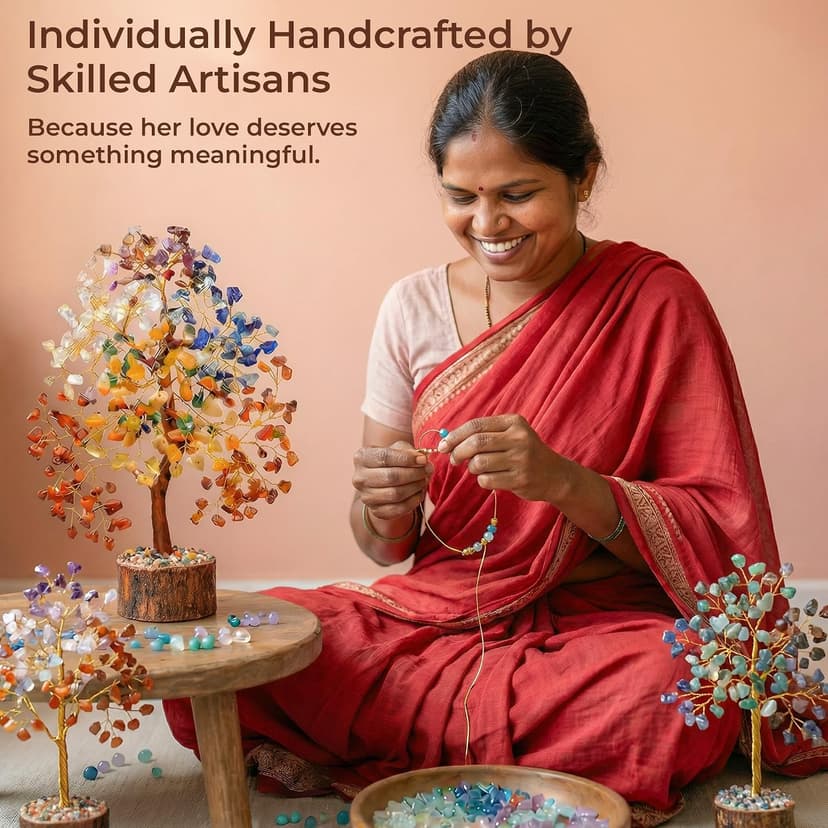 KarmaPledge 7 Chakra Tree of Life Unique Birthday Gifts for Friends, Bestie, Handmade Healing Crystal Tree for Home and Office Decor, Brings Positivity, Money, Good Luck B0GY4SPKWZ