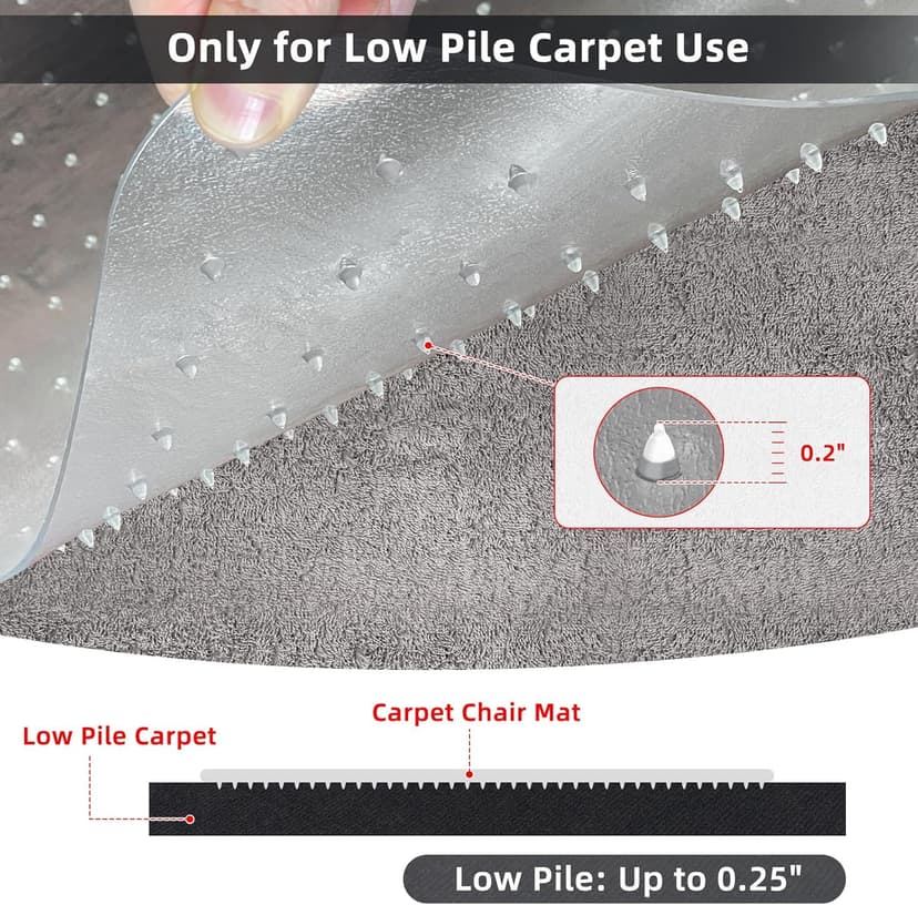 Office Chair Mat for Carpet Floor, Heavy Duty Desk Chair Mat for Low/No Pile Carpeted Floors, Anti Slip Carpets Protector for Home Office (48" x 30")