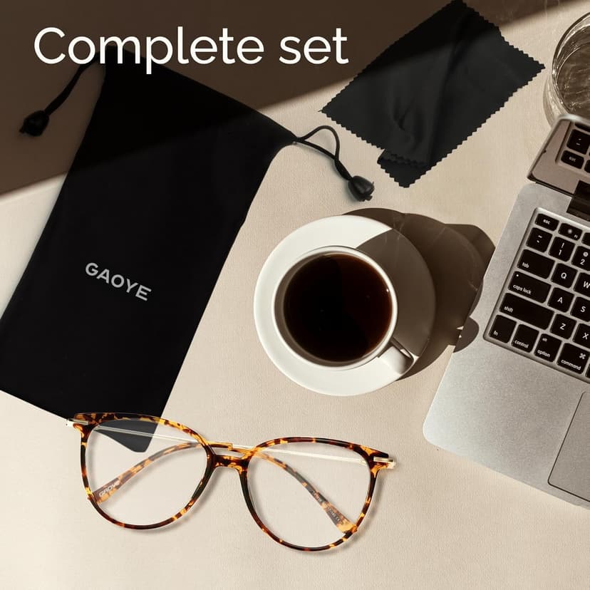 Gaoye Blue Light Blocking Glasses - Trending Round TR90 Frames, Metal Arms, UV400 Protection - Matching Soft Case