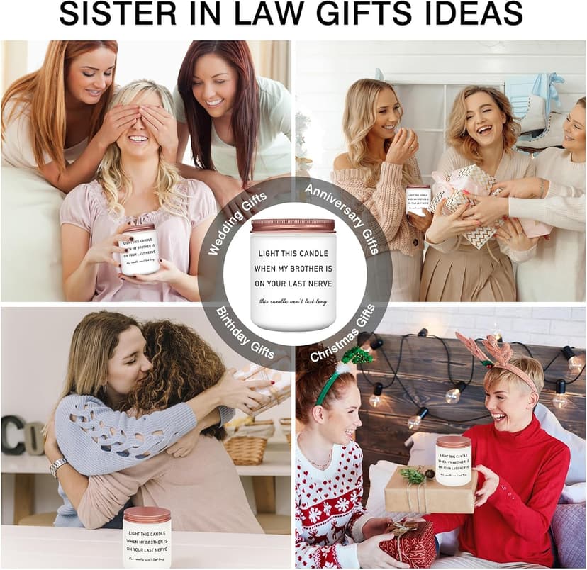 HOMSOLVER Sister in Law Gifts from Sister, Birthday Anniversary Christmas Engagement Bridal Shower Wedding Gifts for Sister in Law, Funny Lavender Candle Gift for Future Sister-in-Law Idea