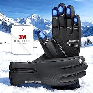 UMEWARM Winter Gloves Men Women Made with 3M Thinsalute, -20°F GEANI-TEX™ Waterproof Ski Gloves for Cold Weather, 5-Layer Thermal Snow Gloves, 10 Touchscreen Fingers Snowboard gloves for Cycling, Hiking