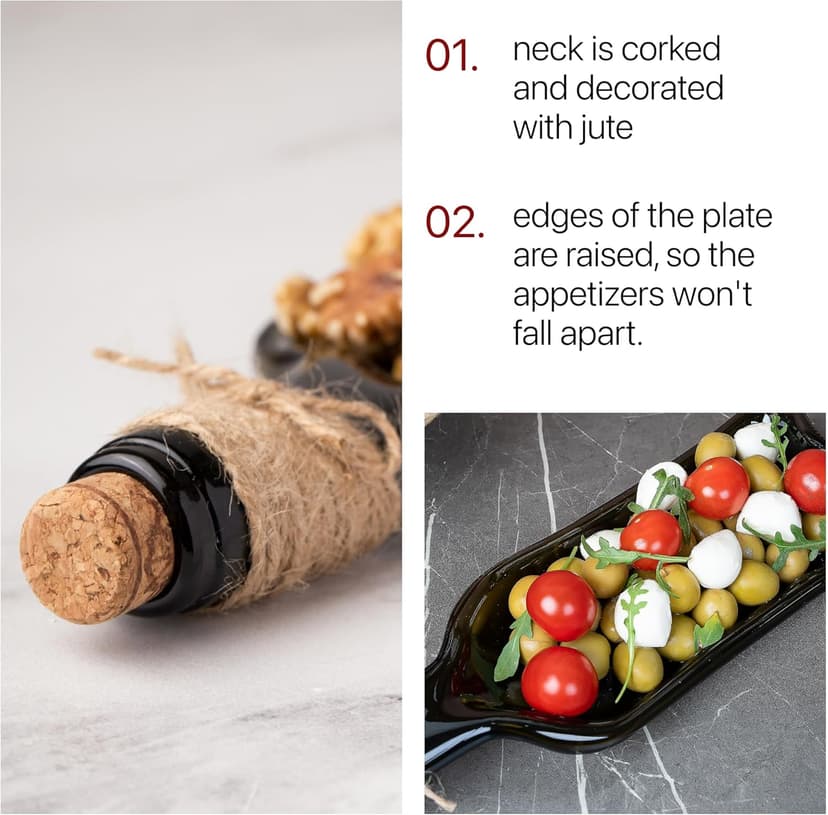 Melted Wine Bottle Serving Boards; Decorative Rectangle Serving Trays for Home Decor; Small Cheese Platter Serving Board; Unique Cheese and Cracker Tray for Dinner Party