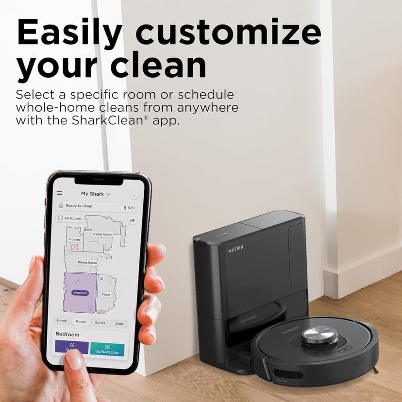 Shark RV2310AE Matrix Self-Emptying Robot Vacuum with Bagless, 45-Day Capacity, Self-Cleaning Brushroll for Pet Hair, No Spots Missed on Carpets & Hard Floors, Precision Home Mapping, Wi-Fi, Black