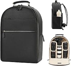 Divvia Camera Backpack Classic PU Leather with 15 Inch Laptop Compartment, Professional Camera Bag for Photographers for DSLR Large 20L