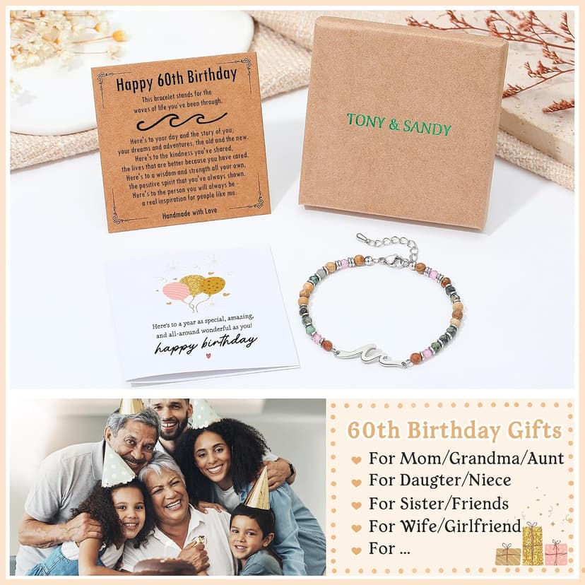 TONY & SANDY Friend Gifts for Women, Unique Birthday Gifts for Women, Sister Gift from Sister, Wave Bracelet, Christmas Stocking Stuffers for Woman Female, Bestie Friendship Bracelets B0FLY81HMZ