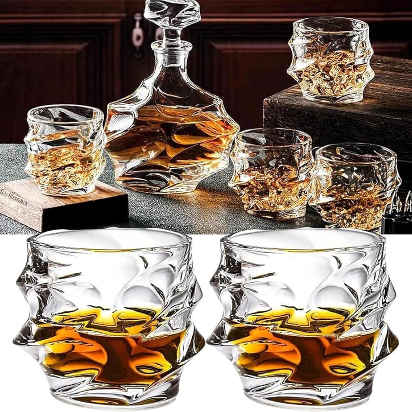 Whiskey Glasses Set of 5,Japanese Heavy Crystal Bar Glassware Old Fashioned Whiskey Glasses,Rocks Glasses Set Bourbon Gifts for Christmas for Father Men