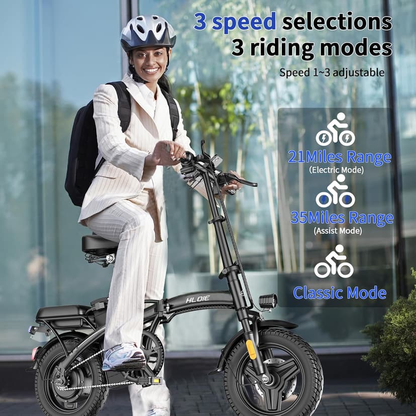 Folding Electric Bike for Adults, Peak 750W Motor,23MPH Max Speed Foldable Electric Bicycles,14" Ebike, 48V12AH Battery 35 Miles PAS Range Mini E Bikes for Adults and Teens