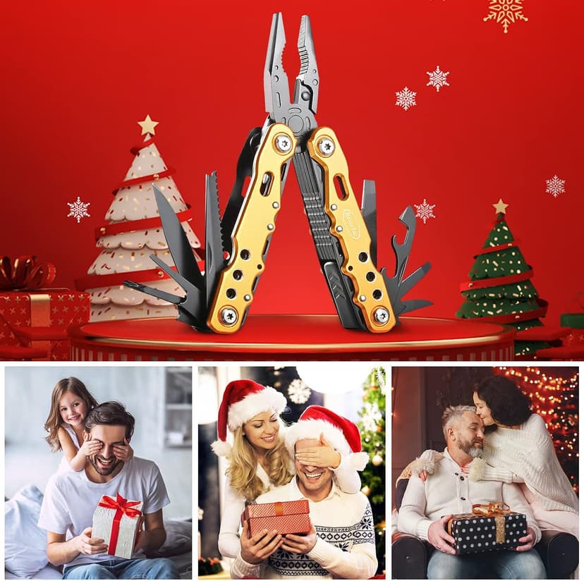 Gifts for Dad Husband Boyfriend Gifts for Him Unique Birthday Gifts for Men RoverTac 14 in 1 Multitool Pocket Knife Pliers Screwdrivers Saw Bottle Opener Perfect for Camping Survival Hiking Repairs B07Z8YGC12