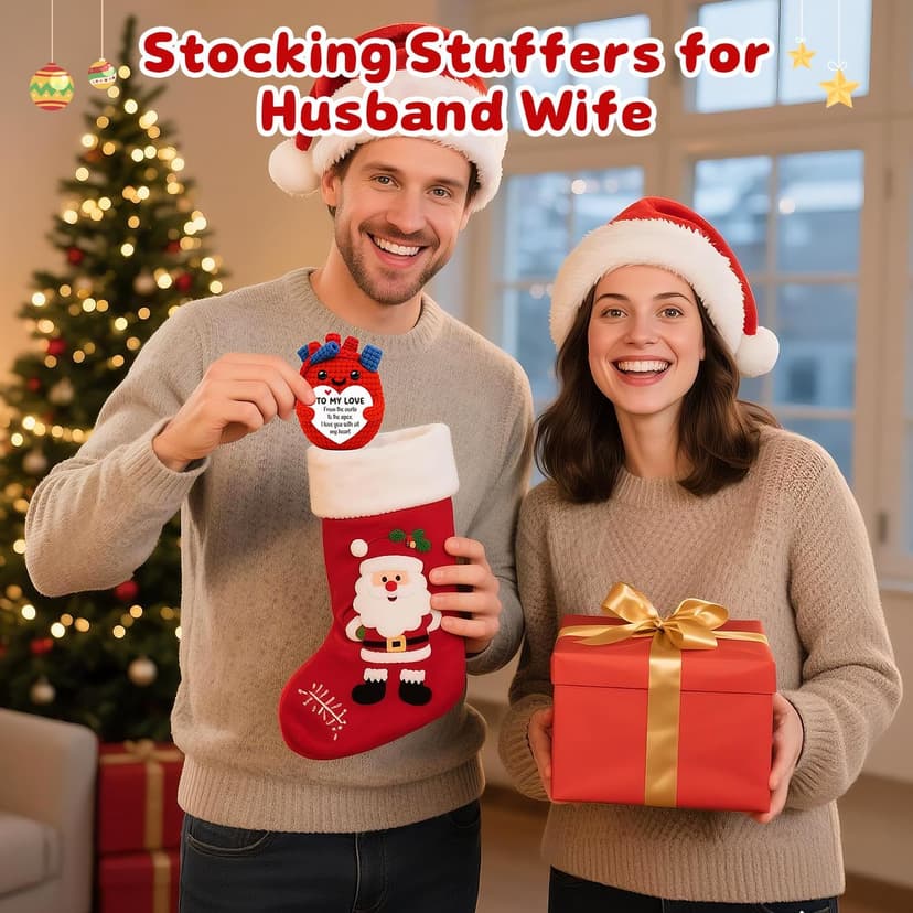Crochet Heat Christmas Valentines Day Stocking Stuff Gifts for Girlfriend,Wedding Romantic Long-Distance I Love You Gifts for Girlfriend Gf,Anniversary Birthday Gifts for Girlfriend