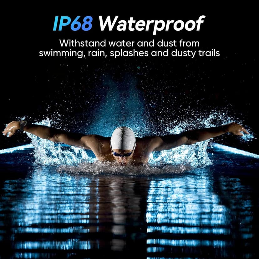 Smart Watches for Men Android & iPhone, 1.8" Alexa Built-in Smartwatches Fitness Tracker Watch with Bluetooth Calls, IP68 Waterproof, Heart Rate/Sleep/SpO2 Monitor, 110 Sport Modes - Black