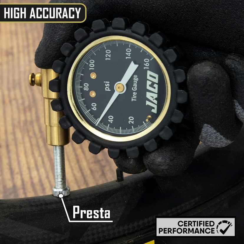 JACO RDX-160 Presta Tire Pressure Gauge for Bikes (10-160 PSI) | Road Bike & BMX Series