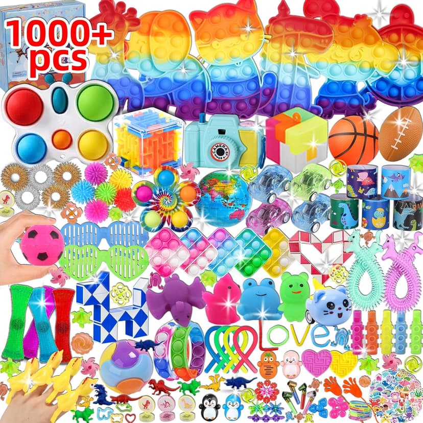 1000 Pcs Party Favors for Kids, Fidget Toys Bulk, Birthday Gift Toys, Fidgets Stocking Stuffers, Treasure Box Birthday Party, Goodie Bag Stuffers, Carnival Prizes, Pinata Filler Stuffers for Classroom B0CBDHC4BN