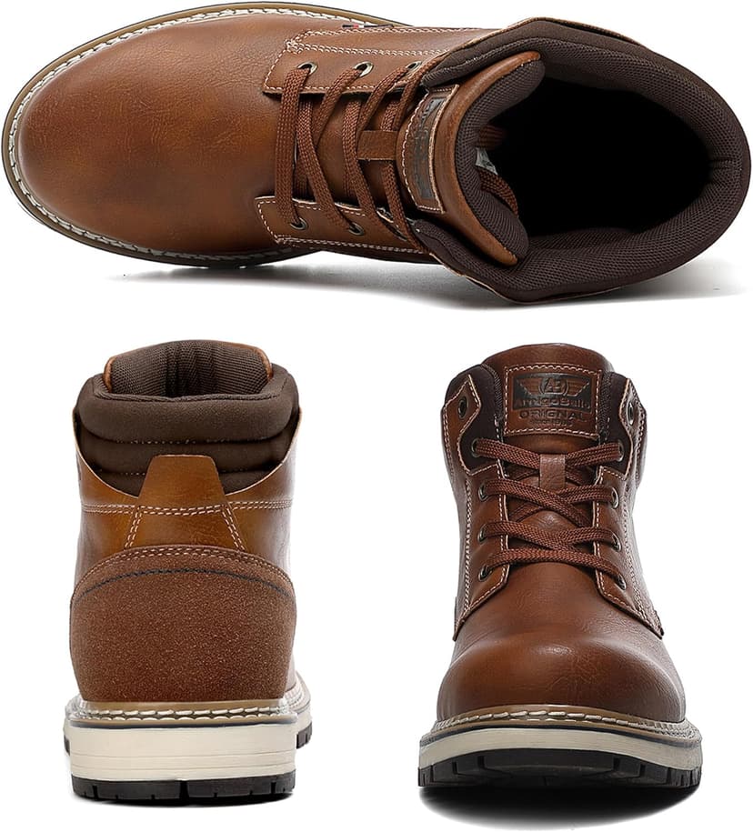 ARRIGO BELLO Mens Winter Boots Snow Casual Booties Warm Fur Mesh Lined Ankle Outdoor Lightweight Non-Slip Trekking Walking Leather Shoes