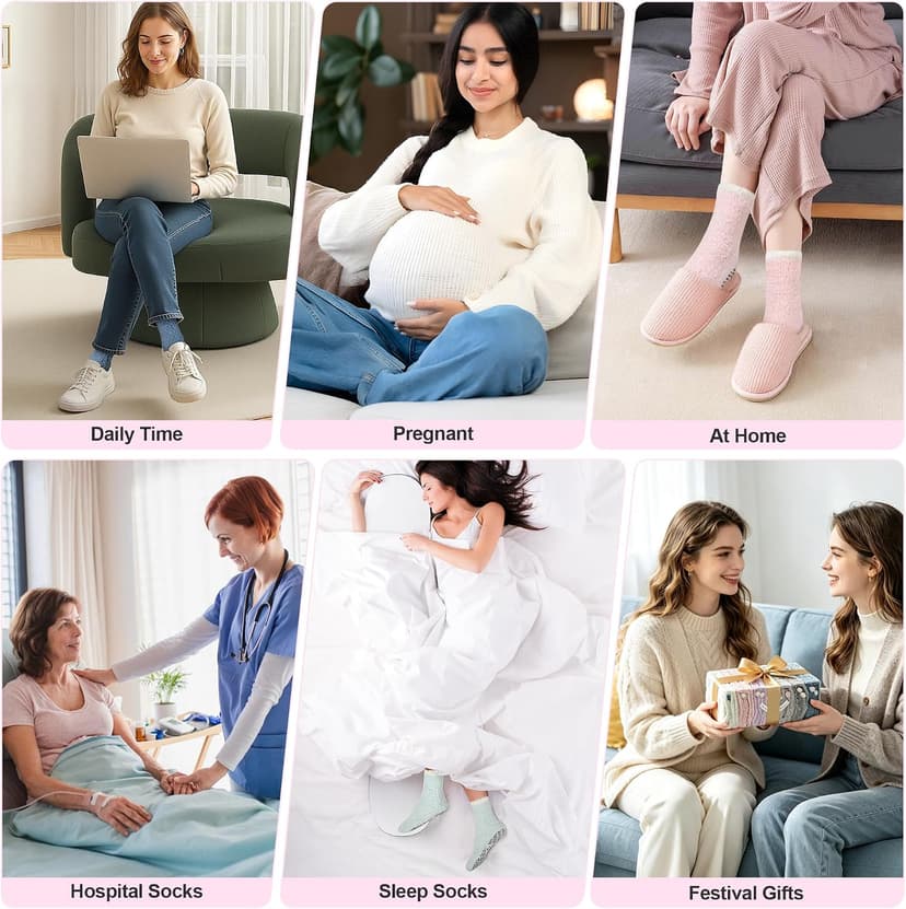 Bulinlulu Fuzzy Socks with Grips Plush Sleep Cozy Winter Soft Hospital Fluffy Socks Gifts for Womens Mens Gifts
