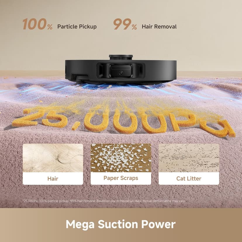 DREAME L40 Ultra Gen 2 Robot Vacuum and Mop with 25,000Pa Suction, Extendable Side Brush and Mop, All-in-One Self-Emptying & Cleaning Dock, Voice & App Control, Black