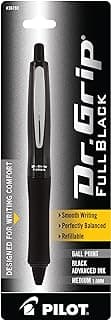 PILOT Dr. Grip FullBlack Refillable & Retractable Ballpoint Pen, Medium Point, Black Ink, Single Pen (36193)- Ideal for School, Journaling & Office Writing