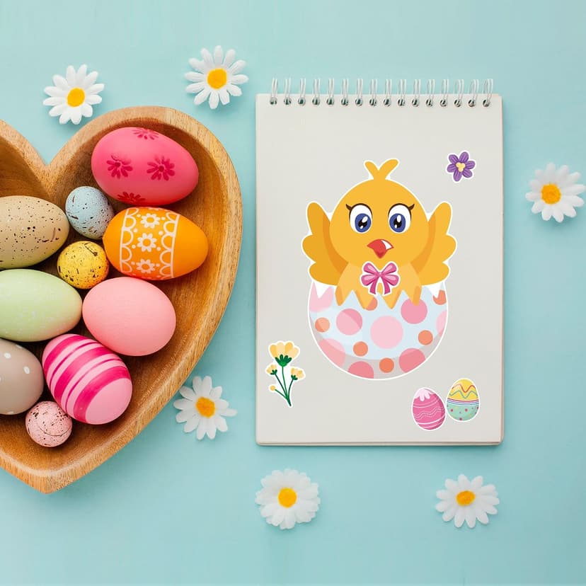 OHOME Easter Basket Stuffers for Kids - DIY Happy Egg Bunny Sticker Crafts Stickers for Toddlers,Kids Easter Gifts Decor Treats Games Toys Activities Party Favor Supplies(24 Sheets) B0CQ2MRY7Z