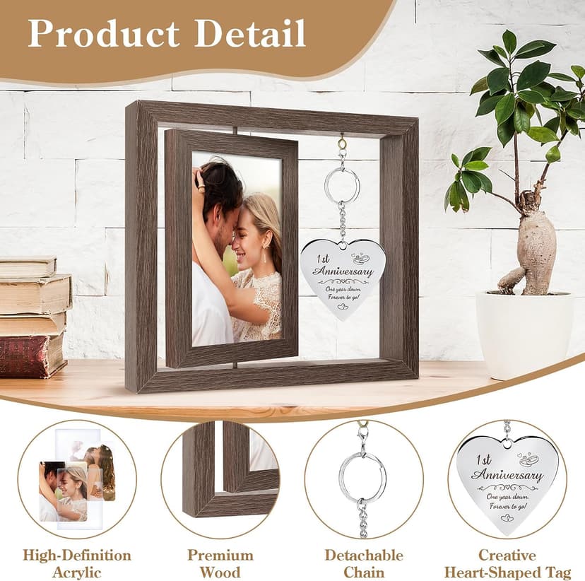 HELORAY 1 YearAnniversary Picture Frame Gifts for Couple 1 Year Anniversary Paper Gifts for Girlfriend One Year Anniversary Picture Frame for Wife Happy 1 Year Anniversary Decorations Gift for Couple B0DPFCQK5P