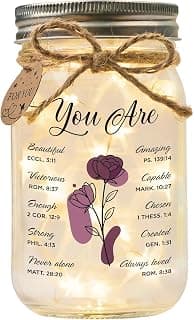 Thanksgiving & Christmas gift for women, inspirational fairy light night light for mom, sister & best friend birthday decor Christian Gifts for Women, Religious Faith You Are Loved Mason Jar Keepsake B0FMDS13CM